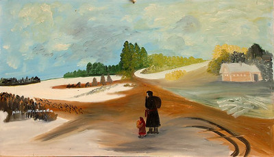 Автор: Любовь Майкова. Работа, представленная на выставке "Художники, наивно увидевшие окружающую их жизнь"