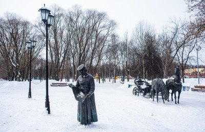 Долгопрудный, Памятник кучеру, парк