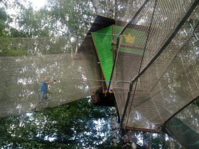 Домик на дереве «Царевна-Лягушка» с двухэтажной системой перехода в Парке приключений «Дикие белки»